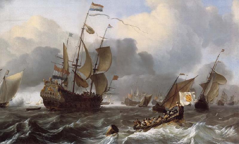 Ludolf Backhuysen Detail of THe Eendracht and a Fleet of Dutch Men-of-War oil painting picture